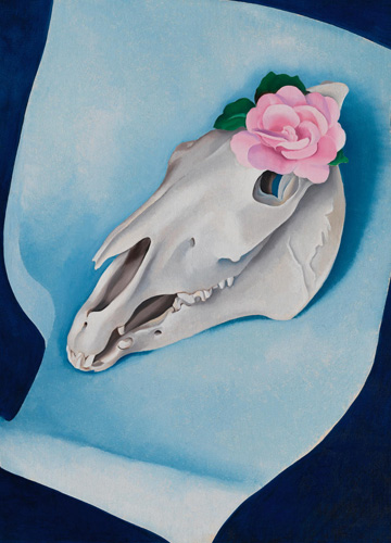 Georgia O'Keeffe, Horse's Skull with Pink Rose, 1931