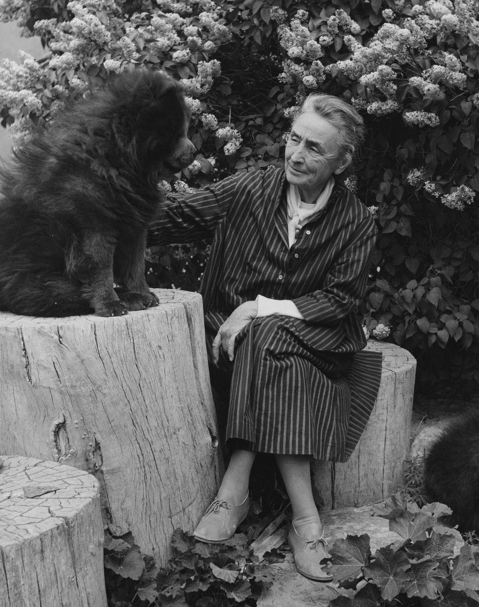 O'Keeffe and Chow in Abiquiu Garden, ca. 1962 by Todd b