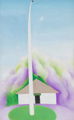 Georgia O'Keeffe - Flag Pole and White House, 1959