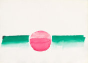 Georgia O'Keeffe - Untitled (Abstraction Green Line and Red Circle), 1970s