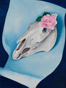 Georgia O'Keeffe - Horse's Skull with Pink Rose, 1931