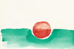 Georgia O'Keeffe - Untitled (Abstraction Green Line and Red Circle), 1979