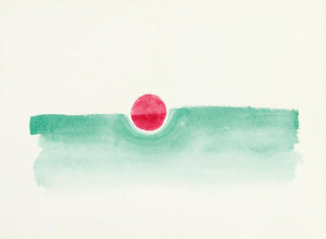 Georgia O'Keeffe - Untitled (Abstraction Green Line and Red Circle), 1978