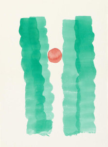 Georgia O'Keeffe - Untitled (Abstraction Four Green Lines with Red), 1979