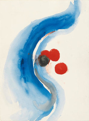 Georgia O'Keeffe - Untitled (Abstraction Blue Wave and Three Red Circles), 1970s