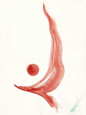 Georgia O'Keeffe - Untitled (Abstraction Red Wave and Circle), 1970s